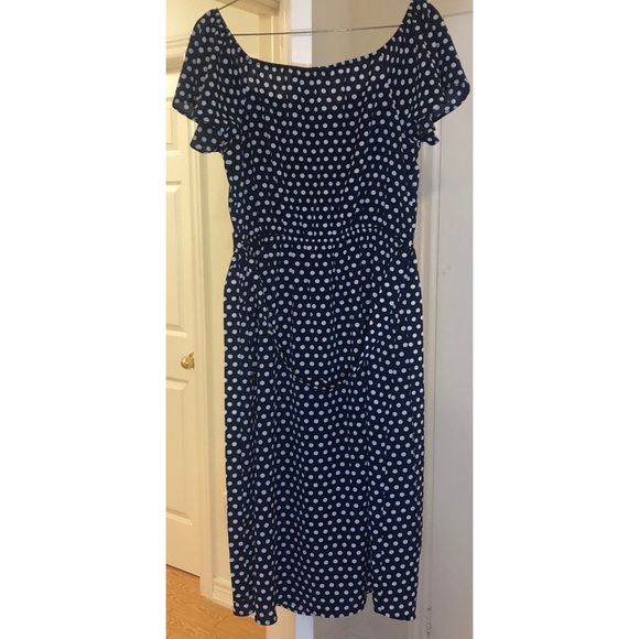 Dark Blue Polka Dot Dress - Picture 2 of 9